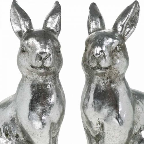 Product Deco rabbit sitting Easter decoration silver vintage H17cm 2pcs