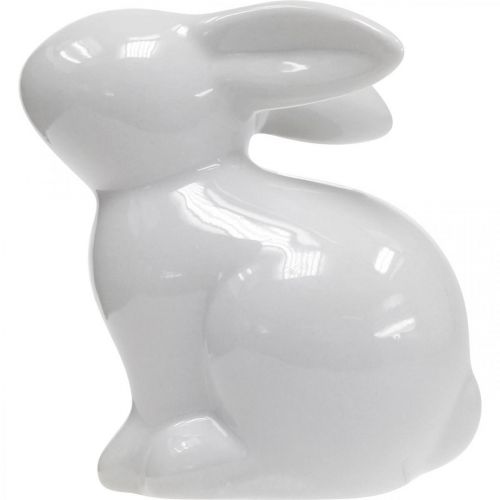 Floristik24 Decorative hare ceramic white Easter bunny sitting H8.5cm 4pcs