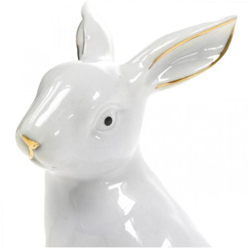 Product Ceramic Bunny Easter Decoration White Gold Easter Bunny H7.5cm 4pcs