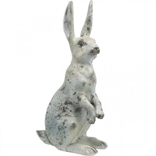 Decorative rabbit for Easter, spring decoration in concrete look, garden figure with gold accents, shabby chic H42cm