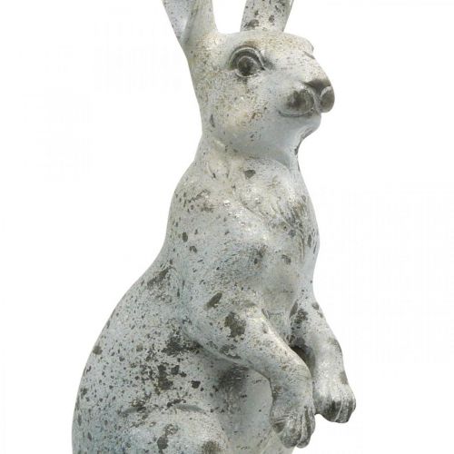 Decorative rabbit for Easter, spring decoration in concrete look, garden figure with gold accents, shabby chic H42cm