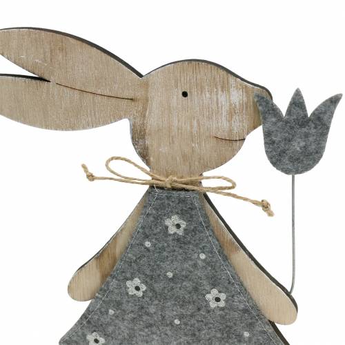 Product Deco figure wooden rabbit felt 30/31.5cm 2pcs