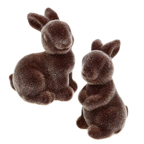 Floristik24 Bunny brown 5cm flocked 2pcs