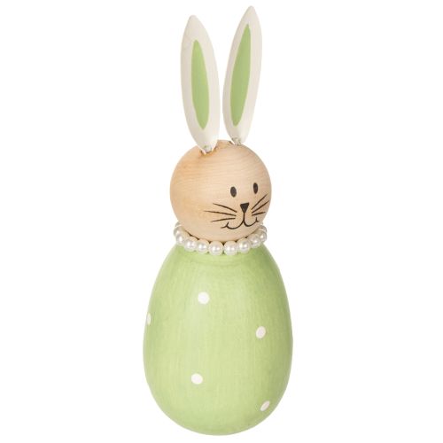 Product Decorative rabbit figures in pastel wood, Easter bunnies with pearl necklace, 14.5 x 5 cm, 3 pieces