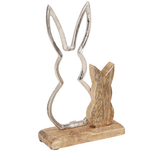 Product Decorative Rabbit Metal &amp; Wood – Modern Easter figure in natural design 22cm 2 pcs