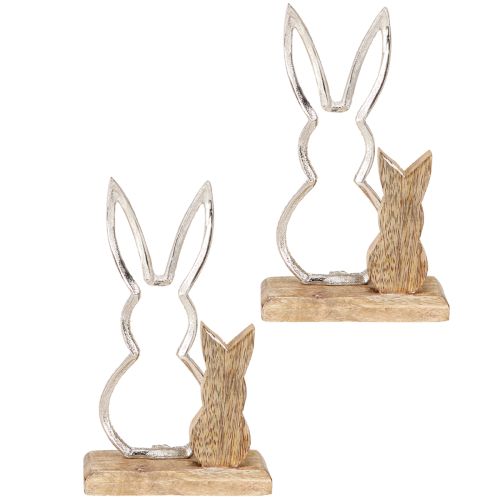 Product Decorative Rabbit Metal &amp; Wood – Modern Easter figure in natural design 22cm 2 pcs