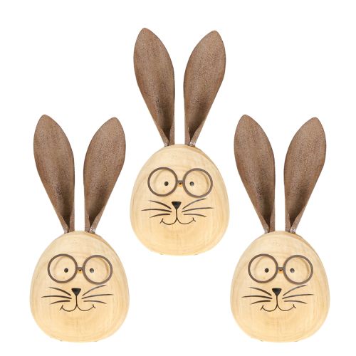 Product Egg-shaped rabbit decorative figure with character for spring and seasonal decoration, 14cm, 3 pieces