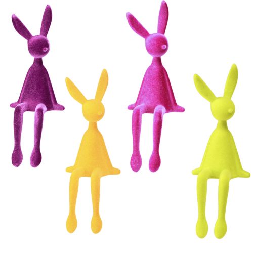 Rabbit Edge Sitters Easter Bunnies Colorful Flocked – 2nd Choice – 28cm 4 pcs