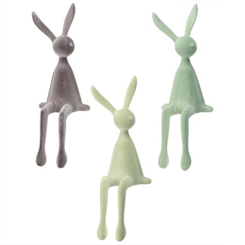 Rabbit Edge Stool Easter Bunny Flocked – 2nd Choice – Green Brown 28cm 3 Pcs