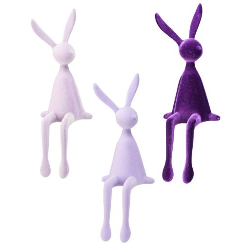 Bunny Edge Stool Easter Bunny Flocked Purple Lilac – 2nd Choice – 28cm 3 Pcs