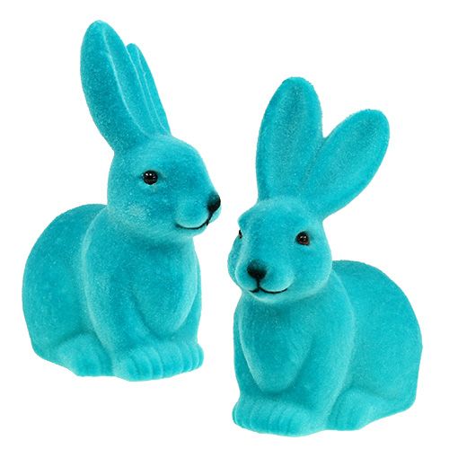 Floristik24 Hare Turquoise 15,5cm flocked 4pcs