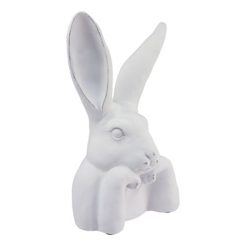 Floristik24 Rabbit decoration rabbit artificial stone thinker white 23×16.5×35.5cm