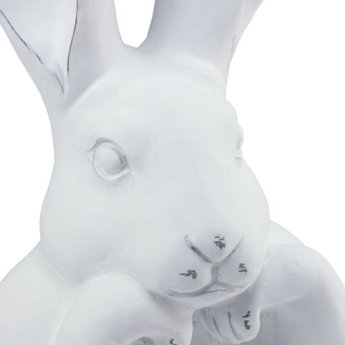 Floristik24 Rabbit decoration rabbit artificial stone thinker white 23×16.5×35.5cm