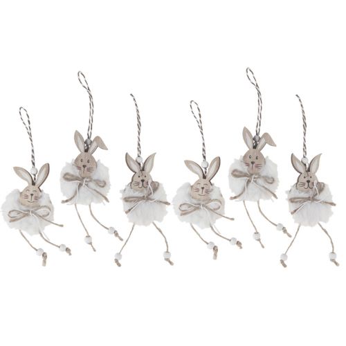 Floristik24 Rabbit decoration wooden rabbits for hanging natural white 5cm×12cm 6pcs