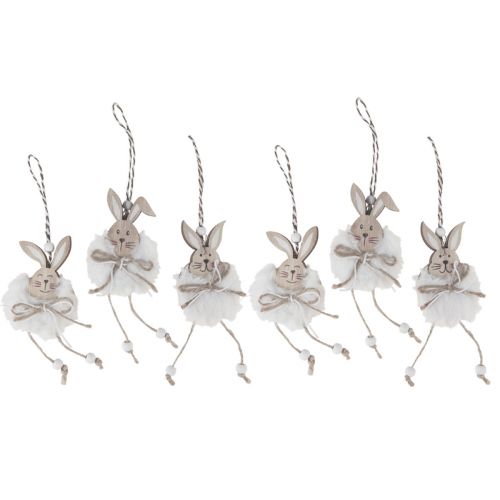 Floristik24 Bunnies decorative wooden bunnies for hanging natural white 5cm×12cm 6pcs