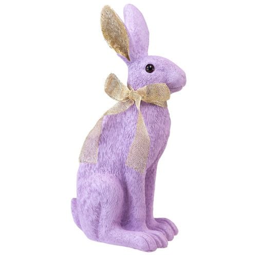 Rabbit figure Easter bunny decorative rabbit sitting purple gold H35cm