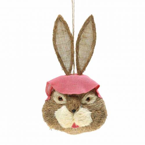 Floristik24 Easter decoration rabbit head for hanging straw H32cm