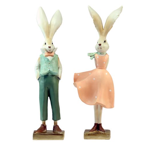 Floristik24 Bunny Girl Bunny Boy Rabbit Decoration Easter H36cm 2 Pcs