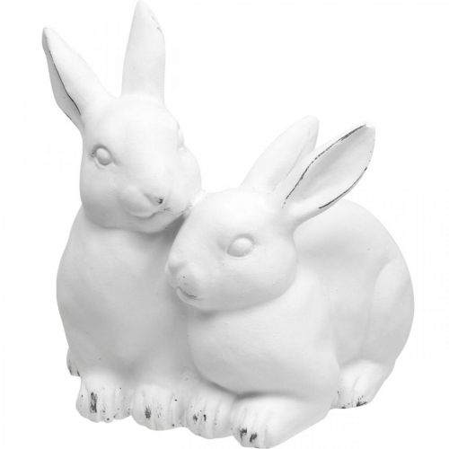 Floristik24 Mother bunny with child vintage look ceramic white 15.5×15×18cm