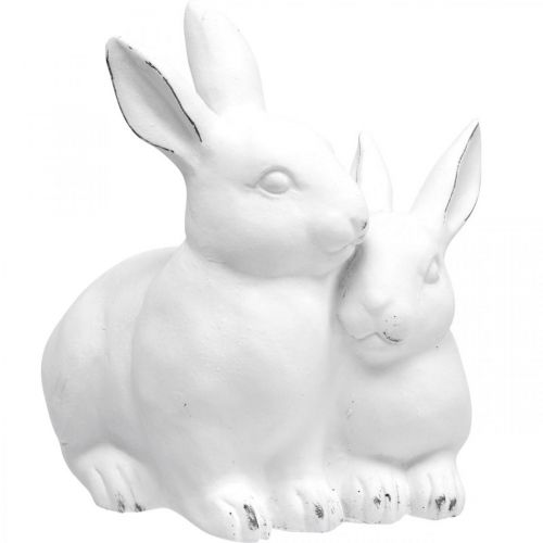 Floristik24 Mother bunny with child vintage look ceramic white 15.5×15×18cm