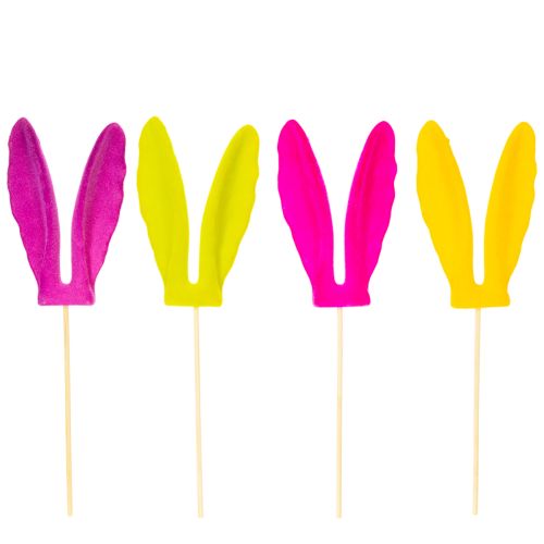 Bunny ears flocked Easter decoration on a stick as atmospheric flower picks 31cm 4pcs