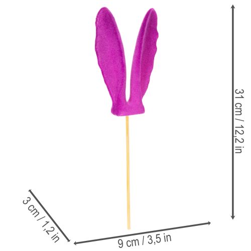 Product Bunny ears flocked Easter decoration on a stick as atmospheric flower picks 31cm 4pcs