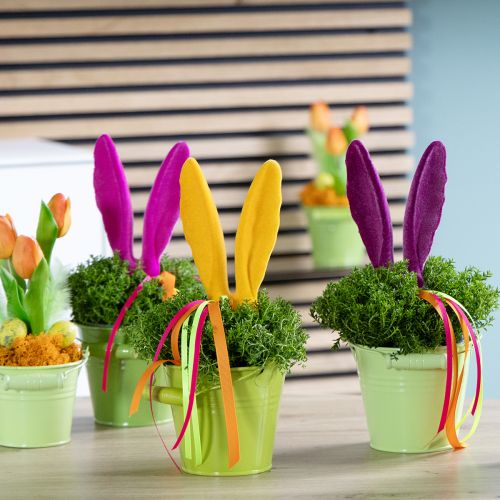 Product Bunny ears flocked Easter decoration on a stick as atmospheric flower picks 31cm 4pcs
