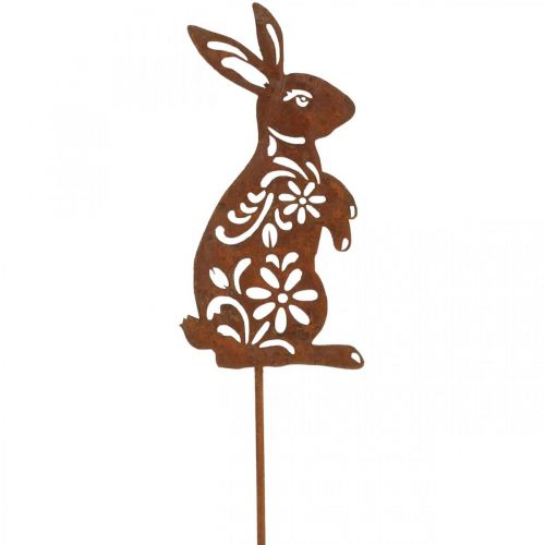 Floristik24 Garden Stake Rust Bunny Flower Pattern Garden Decoration Easter 9×15cm