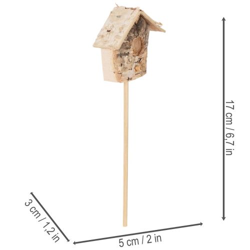 Birch Wood Mini Birdhouses with Sticks 5cm Set of 4 for Floral Arrangements | Floristik24.co.uk