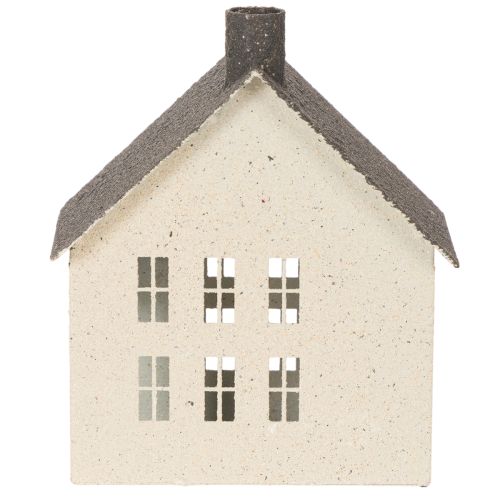 Metal House Lantern Windlight Decoration 16cm Beige and Grey | Floristik24.co.uk
