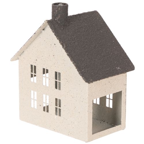 Metal House Lantern Windlight Decoration 16cm Beige and Grey | Floristik24.co.uk
