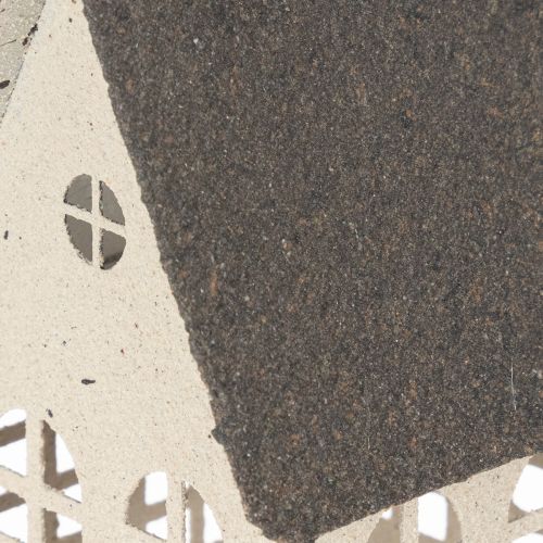 Metal Decorative House with Windows and Chimney 28cm Beige and Grey | Floristik24.co.uk