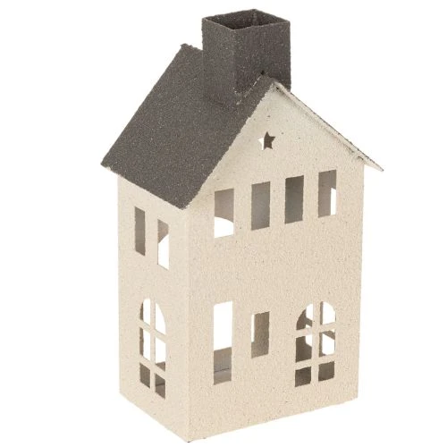 Metal House Ornament with Chimney and Windows 24cm Beige and Grey buy online | Floristik24.co.uk