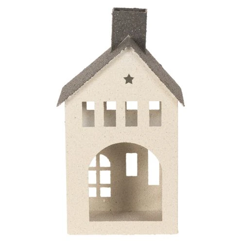 Metal House Ornament with Chimney and Windows 24cm Beige and Grey | Floristik24.co.uk