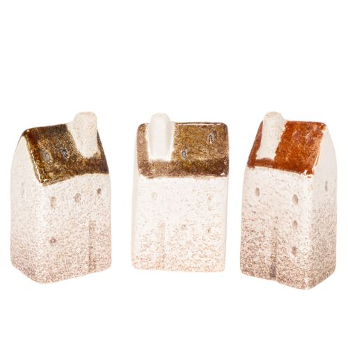 Decorative ceramic house set, miniature houses for standing, 7cm, 3 pieces