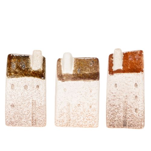 Decorative ceramic house set, miniature houses for standing, 7cm, 3 pieces | Floristik24.co.uk