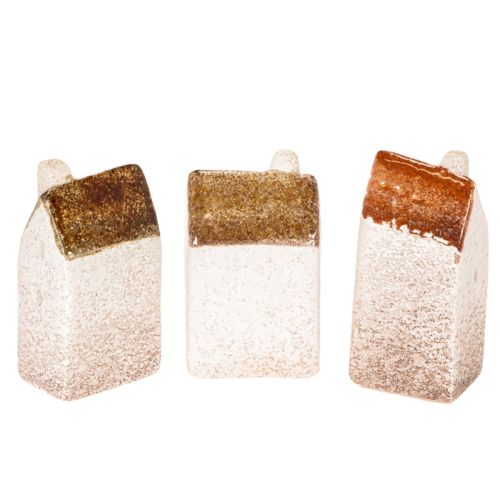Decorative ceramic house set, miniature houses for standing, 7cm, 3 pieces | Floristik24.co.uk