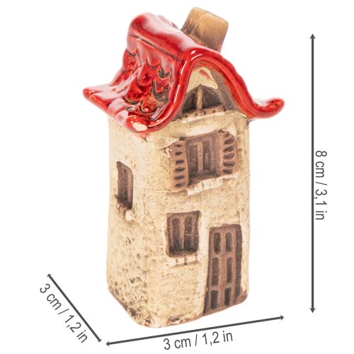 Ceramic House Decoration Set Small Houses with Red Roof 8cm 2pcs | Floristik24.co.uk