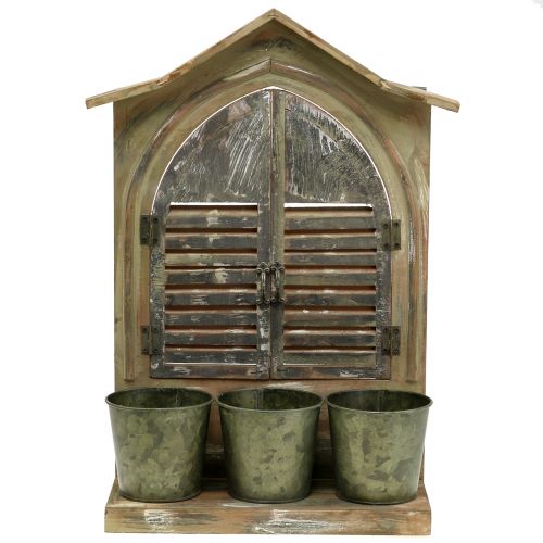 Floristik24 Decorative window wood with 3 flower pots H49cm