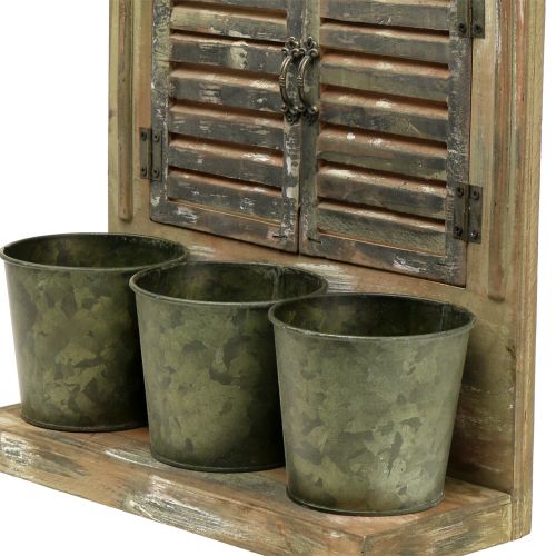 Product Decorative window wood with 3 flower pots H49cm