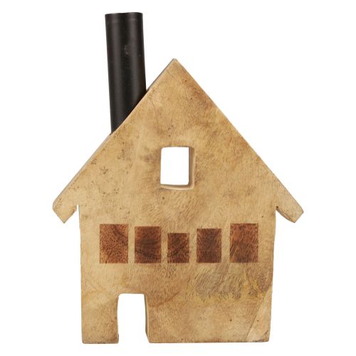 Product Decorative house wood wooden decoration candle holder black 16.5×3.5cm×22cm