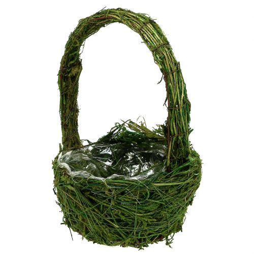 Floristik24 Handle basket moss Ø18cm H27cm green