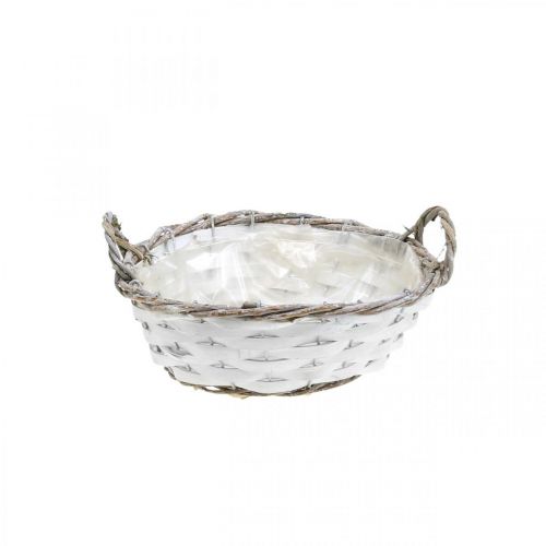 Floristik24 Basket for planting, decorative basket with handles round white H8.5cm Ø25cm