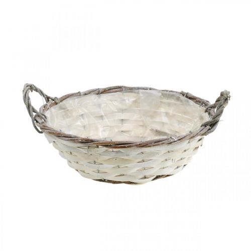 Product Decorative basket for planting, round planting basket, white H9.5cm, Ø29.5cm