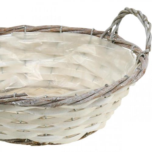 Product Decorative basket for planting, round planting basket, white H9.5cm, Ø29.5cm