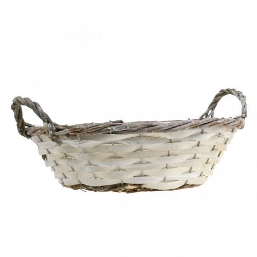 Product Decorative basket for planting, round planting basket, white H9.5cm, Ø29.5cm