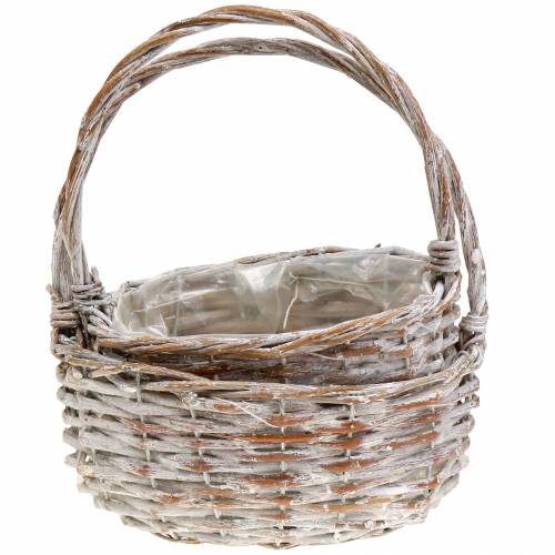 Floristik24 Handle basket oval natural white washed 22x16 / 19x14cm set of 2