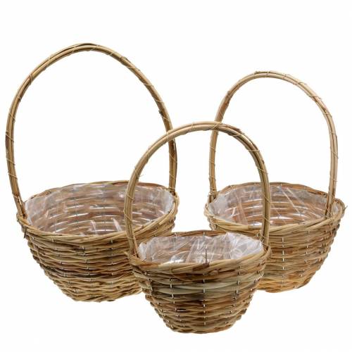 Handle basket made of willow Ø30cm, natural gift basket, set of 3 Handle basket made of willow Ø30cm, natural gift basket, set of 3