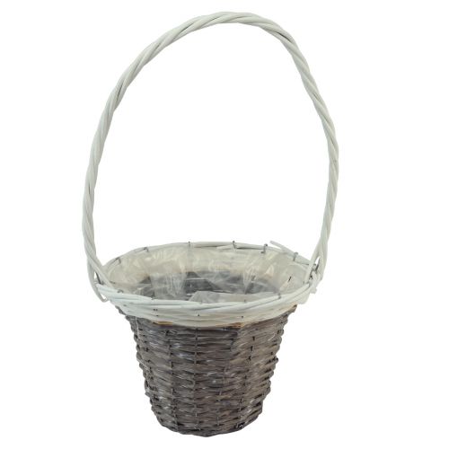 Floristik24 Handle basket willow grey white Ø29cm H50cm