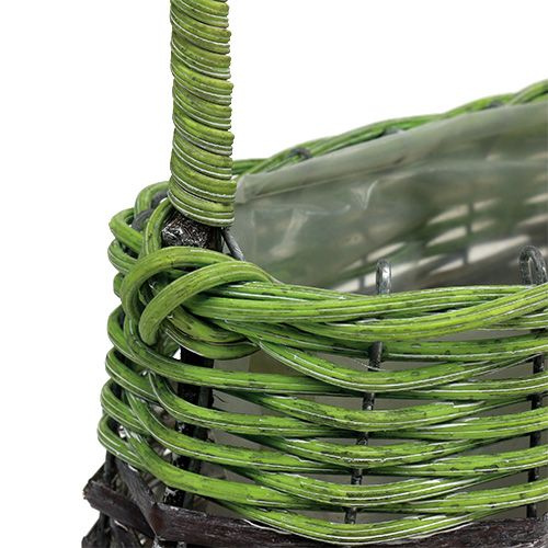 Product Handle basket oval 23cm x 12cm H16cm green-brown